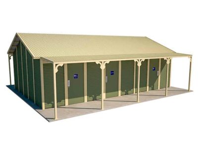 Byron Tourist Multi Amenity Toilet Building with Pale Eucalypt and Classic Cream colour scheme